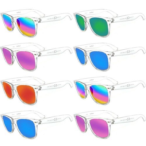 Occhiali da Sole Montatura Trasparente Vedere Through blu verde specchiato  LENTE uomo donna | eBay
