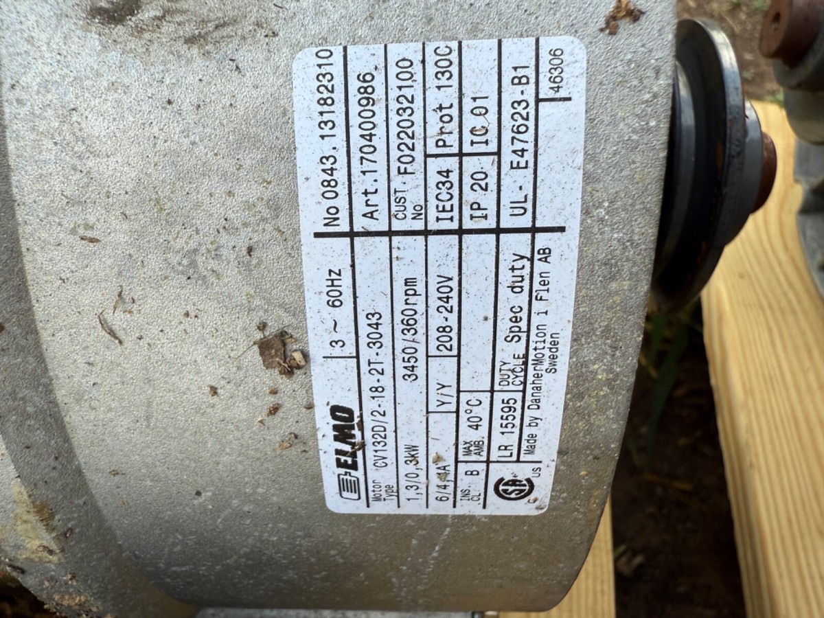Elmo Motor,WASH/EXTRACT,208-240V/60/3,CV132D/2-18-2T-3043