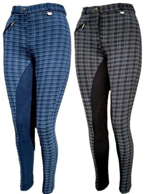 Ladies/Womens Checked Black or Navy Horse Riding Jodhpurs/Jodpurs/Jodpurs