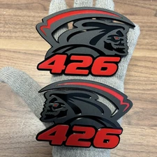 Reaper Badges Emblem DIABOLICAL 426 BLADE Red eye Numbers, 2 Badges Fender Angry