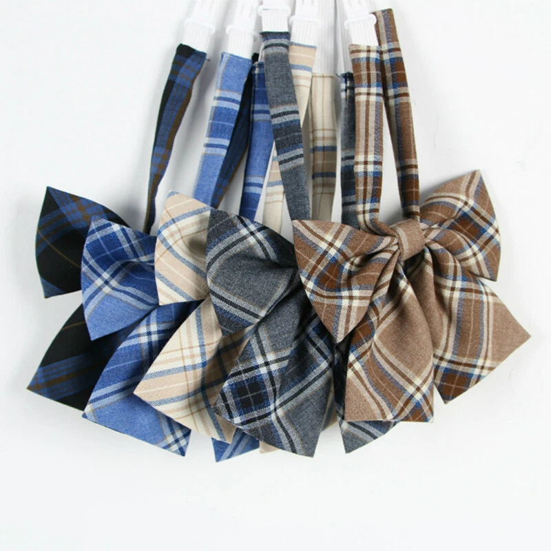 Women JK Uniform Lolita Bow Tie Cosplay Cute Neck Tie Check Plaid Japanese Decor - Image 2 of 4