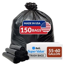 Reli. Easy Grab Trash Bags 55-60 Gallon 150 Count Made in USA  Star Seal High