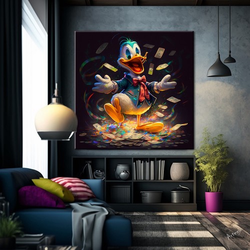 Donald Duck Millionär Pop Comic art Modern 60x60 cm Bild Aktuell GR1 - Picture 2 of 3
