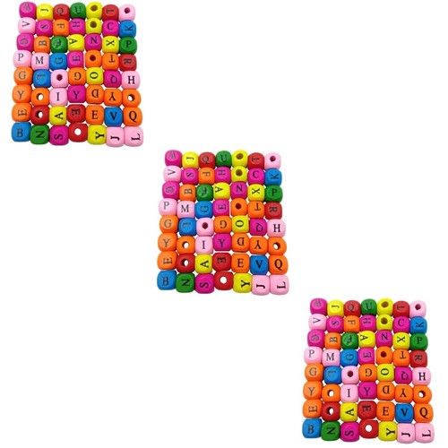 Set of 3 Wooden Alphabet Beads Letters for Bracelet Making Craft Kits Adults - Picture 5 of 9