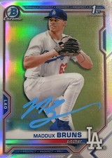 2021 Bowman Draft Chrome Refractor Maddux Bruns First Bowman Auto Signed GTP 1st