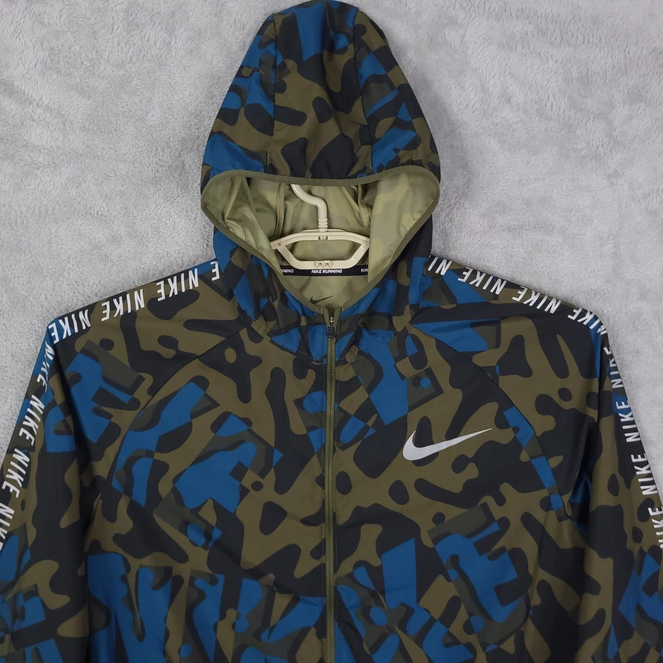 Moletom com capuz Nike Dri-FIT camuflado treinamento corta-vento masculino grande repelente de água zíper completo - Imagem 3 de 4