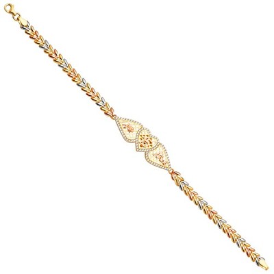 Massives 14k dreifarbiges Gold 3K 15 Jahre ID-Armband 7,5 Zoll Damen 6,05 g