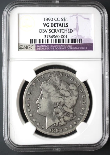 RARE DATE  1890 CC Morgan Dollar  GRADED NGC VG Detils