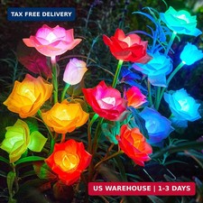 RECHOO Solar Garden Lights Outdoor Decorative, 3 Pack Solar Flower