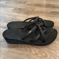 Teva Women’s Size 10 Black Mush Mandalyn Ola Lightweight Wedge Flip Flop Sandals