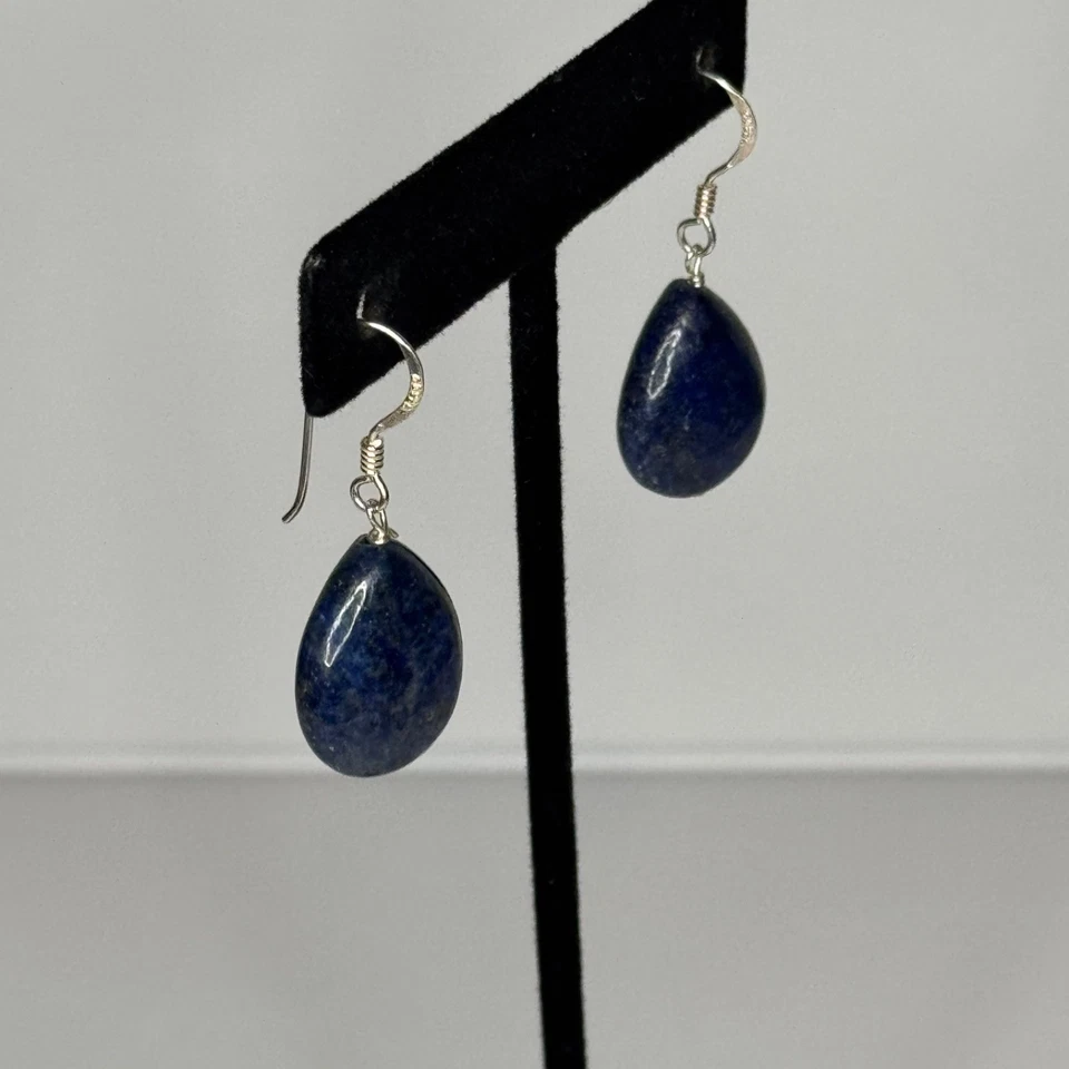 Blue Sodalite Earrings 925 Sterling Silver Hooks Tear drop Dangle Drop - Image 4 of 4