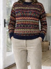 Women’s Ethnic Wool Sweater Small  Knitted Country Cottage Core Fair Isle Style