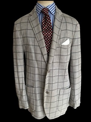Herren Brioni Jersey Baumwolle Seide Sportmantel 3XL schmale Passform Glen Plaid Karo UVP £5k