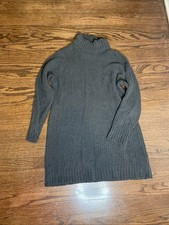 American Eagle Knit Chenille Lightweight LS Dress Gray Medium Mock Turtleneck