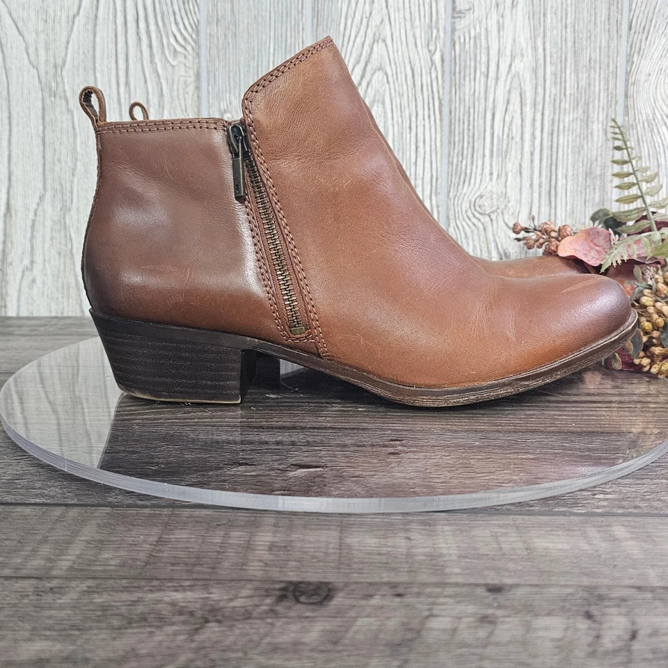 Botines Lucky Brand Basel de cuero marrón para mujer 11 M cremallera lateral boho occidental Foto 2 de 4