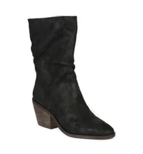 Band of Gypsies Women Size 6 Black Crash Pull On Block Heel Mid Calf Boots