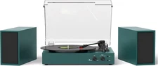 Player with Speakers and USB Encoding, Belt Driven Bluetooth Vintage Vinyl LP 