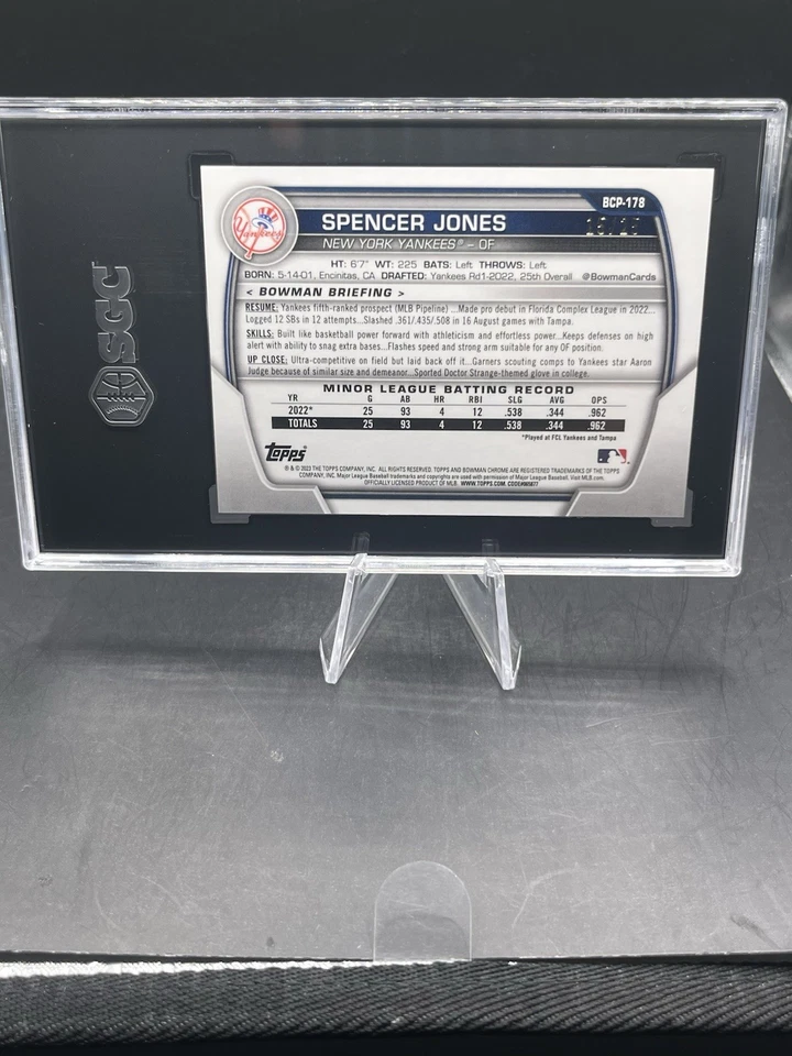 2023 Bowman Chrome Spencer Jones Prospect SSP Orange Parallel /25 SGC 10 GEM MT - Image 2 of 3