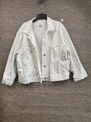 Lee Jacket Womens 2XL White Denim Workwear Trucker Button Front Pockets Stretch