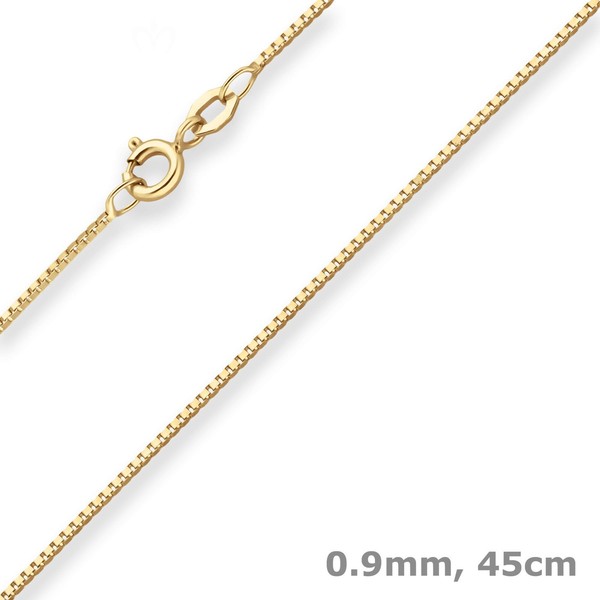 0,9Mm Veneziakette Goldkette Collier Halskette Aus 375 Gold Gelbgold 45Cm-image