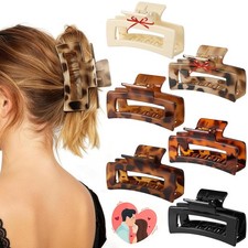 Auseibeely 6 Pack 4.1 Inch Large Claw Clips for Thick Hair, Big Tortoise Shell C