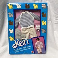Mattel Barbie 1986 Ken Pet Show Fashions #3663 Sweater shorts puppy 80's