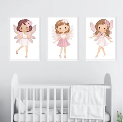 Magisches Märchen Kinderzimmer Wandbilder - 3er Set ungerahmte Drucke | Pastell Märchen