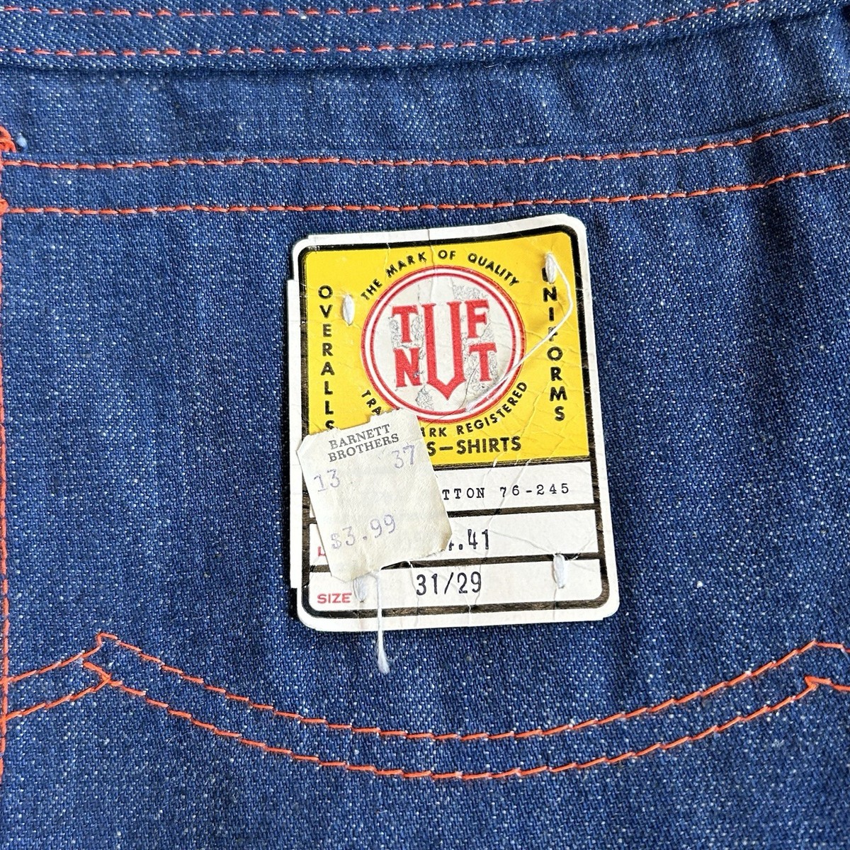Vintage NOS 1950s 60s Tuf Nut Sanforized Denim Jeans Sz 30 x