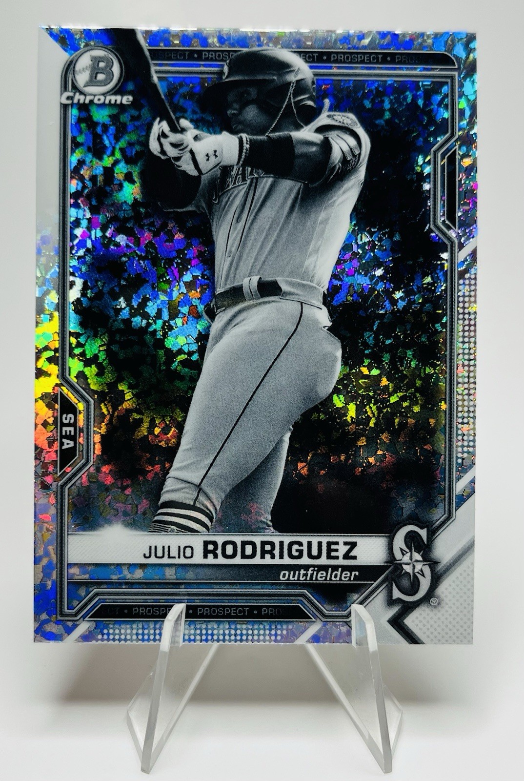 2021 Bowman Chrome Black & White Mini-Diamond Refractor Julio Rodriguez #BCP-231