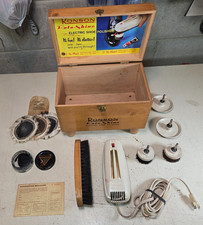 Vintage Ronson Roto-Shine Electric Shoe Polisher w/ Wood Box  Accessories