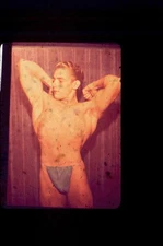 GAY SLIDE-HALF FRAME -SUPPORTER POSE-SPIRATONE-- 35MM  SLIDE TRANSPARENCY-