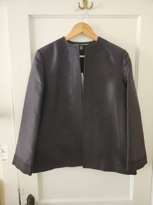 Linda Allard Ellen Tracy Jacket New 12p Black 100% Silk Ocassion Cocktail Party