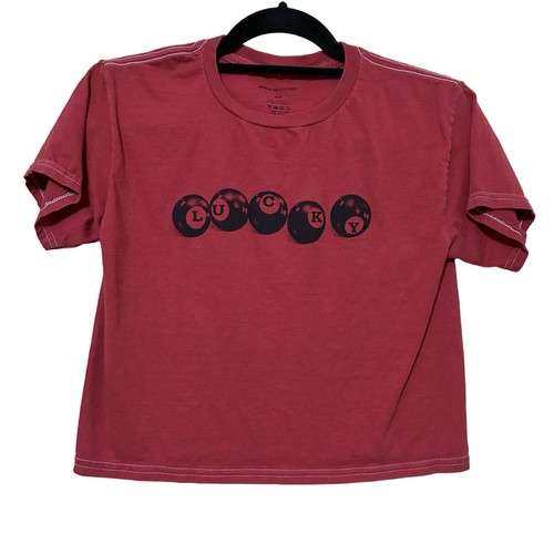 Camiseta ajustada Urban Outfitters Lucky 8 bolas para mujer S roja manga corta