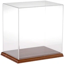 Plymor Clear Acrylic Display Case with Hardwood Base, 9" W x 6" D x 9" H