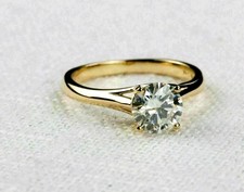 Solitär Damenring 1,50 Kt Diamant 14 Karat Gelbgold-Finish Gr 58 Versandk. frei