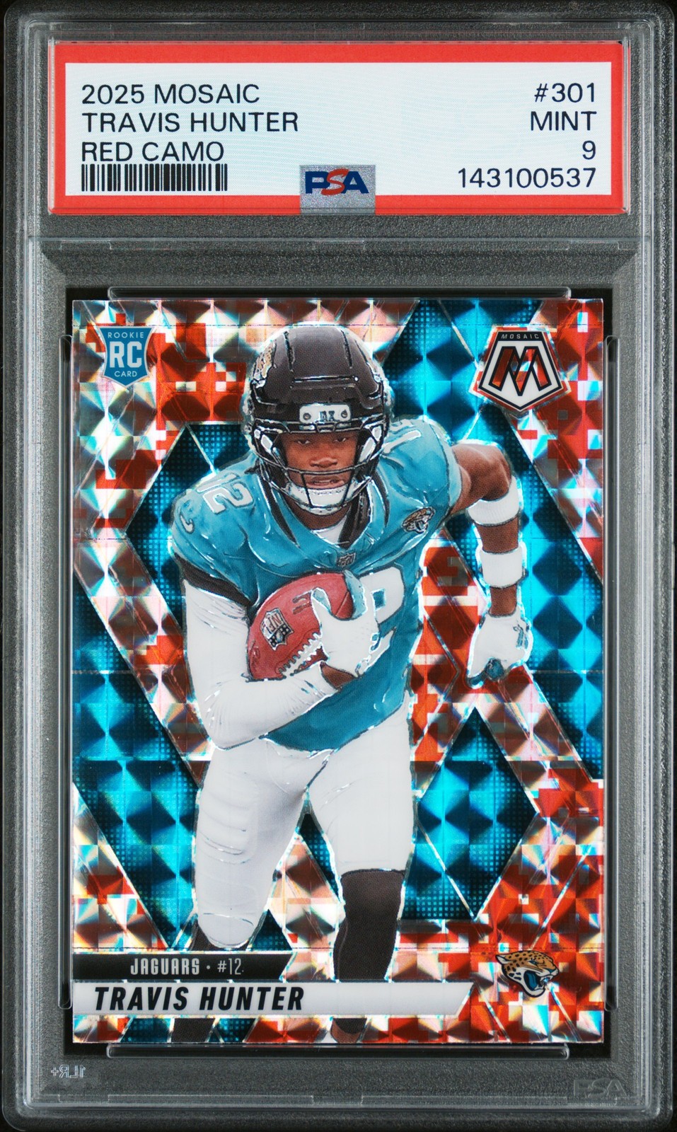 2025 PANINI MOSAIC RED CAMO #301 TRAVIS HUNTER PSA 9