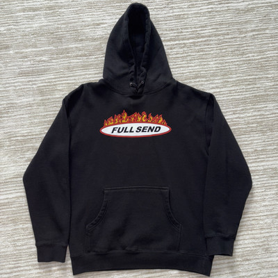 Nelk Boys FULL SEND Black BURNER Hoodie Fire Flames Pullover Size Medium M