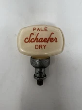 Vintage Schaefer Pale Dry Beer Tap Handle Pull Knob White & Red Brooklyn NY
