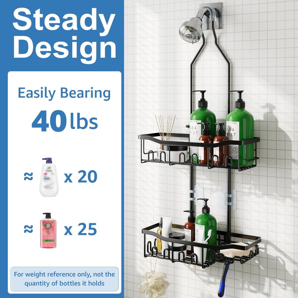 Shower Caddy UPGRADED Extended Length Shower Caddy Over Shower Head No Blocking