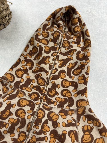 00s BAPE Baby Milo Full Print Vintage Y2K Brown Zip Hoodie Archive Nigo - Picture 7 of 11