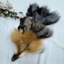 Real Fox Head + Tail Face Pelt Tanned Fox Skin Fox Tail Fur Hide Bag with Head