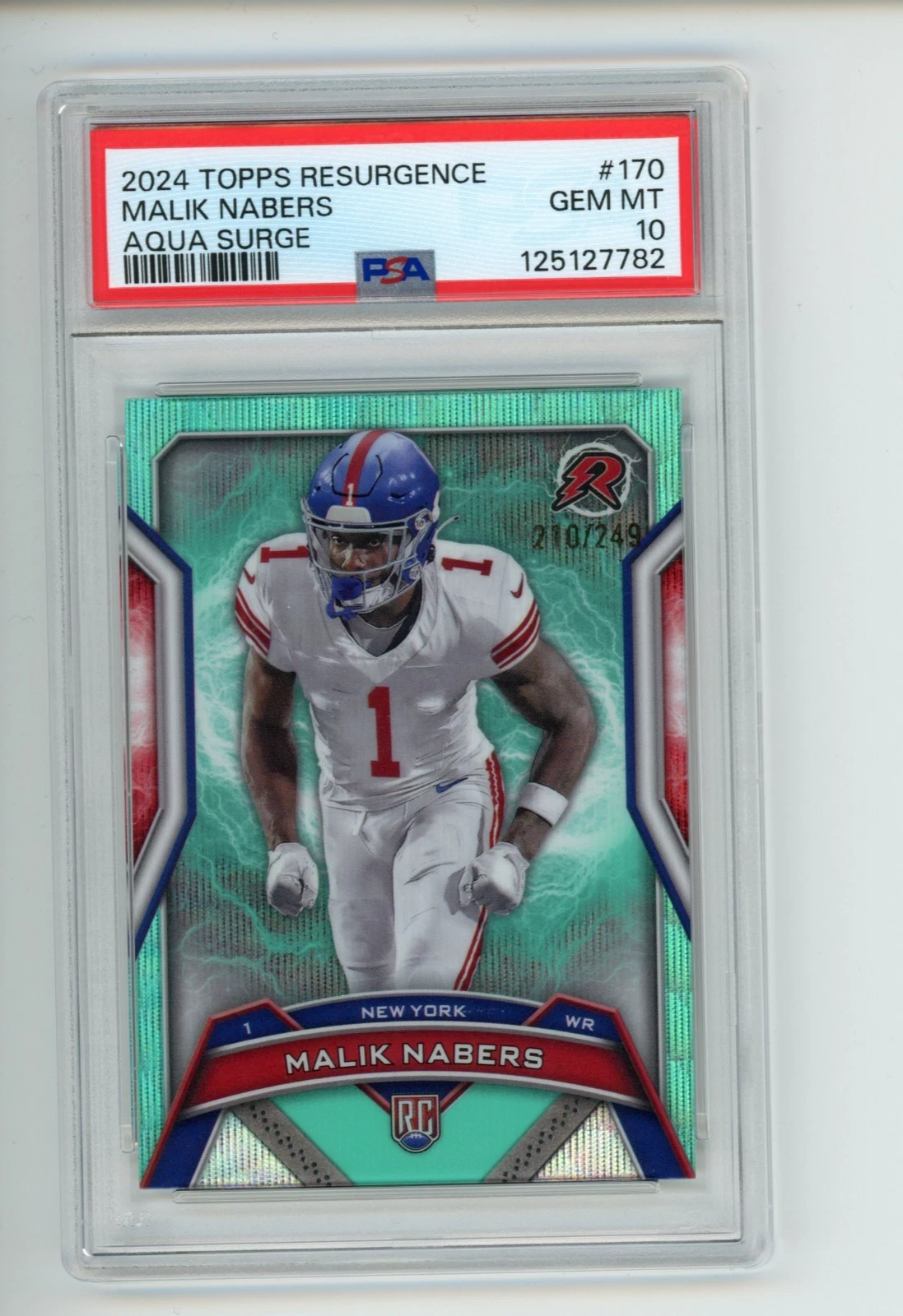 Deal for 2024 Topps Resurgence Malik Nabers #170 Rookie RC Aqua Surge 210/249 Psa 10