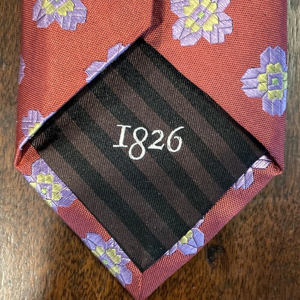 "Corbata de cuello de seda floral roja negra marrón 1826 para hombre $125-60""" Foto 3 de 4