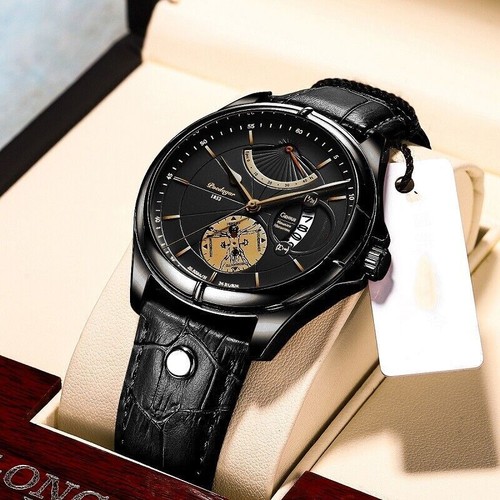 Luxury Men's Watches Calendar Classic Waterproof Watch Quartz Leather Men Gifts - Picture 11 of 20