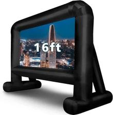 Inflatable Outdoor Projection Screen Polyester 16Ft Quiet Fan Storage