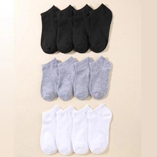 10 Pairs Men Solid Color Boat Socks Comfortable Breathable High-Quality Bu