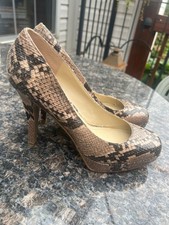 Nine West Juliette Platform Stiletto Heels Beige Snake Print Pumps Women’s  9.5 