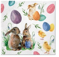 20 Servietten Bunnies With Chicken Hasen KüKen Tiere Eier Ostern Deko 33X33Cm