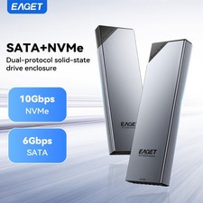 EAGET M.2 NVMe SATA SSD Enclosure Adapter Tool-Free, USB C 3.2 Gen 2 10Gbps Case