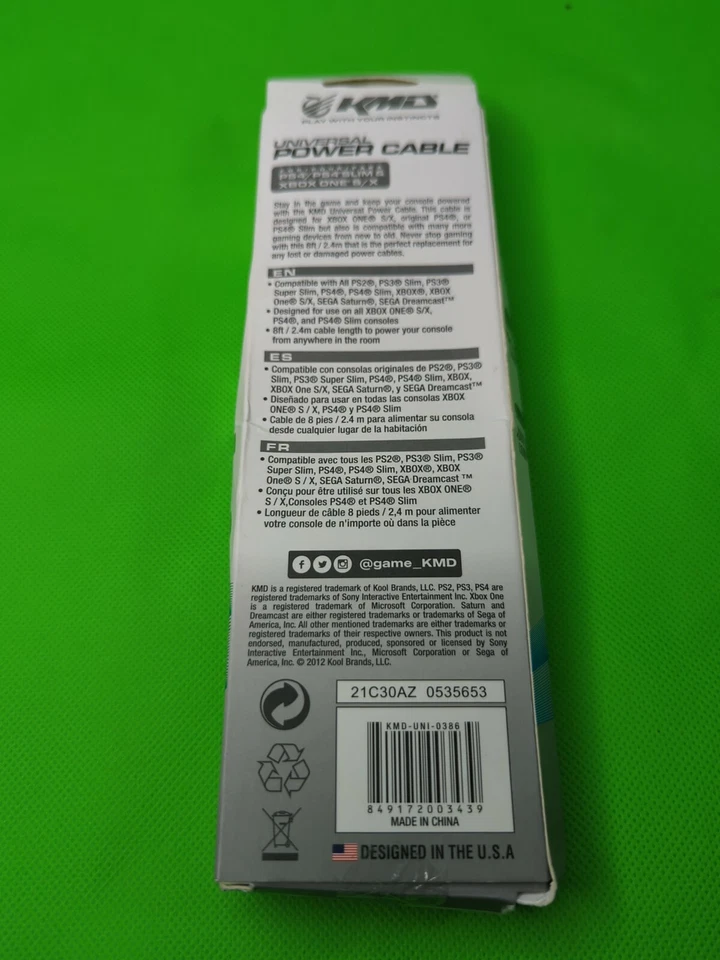 电源线 适用于 PS1、Fat PS2、超薄 PS3、PS4、Xbox、超薄 Xbox One X、8 英尺 — 第 3/4 张图片